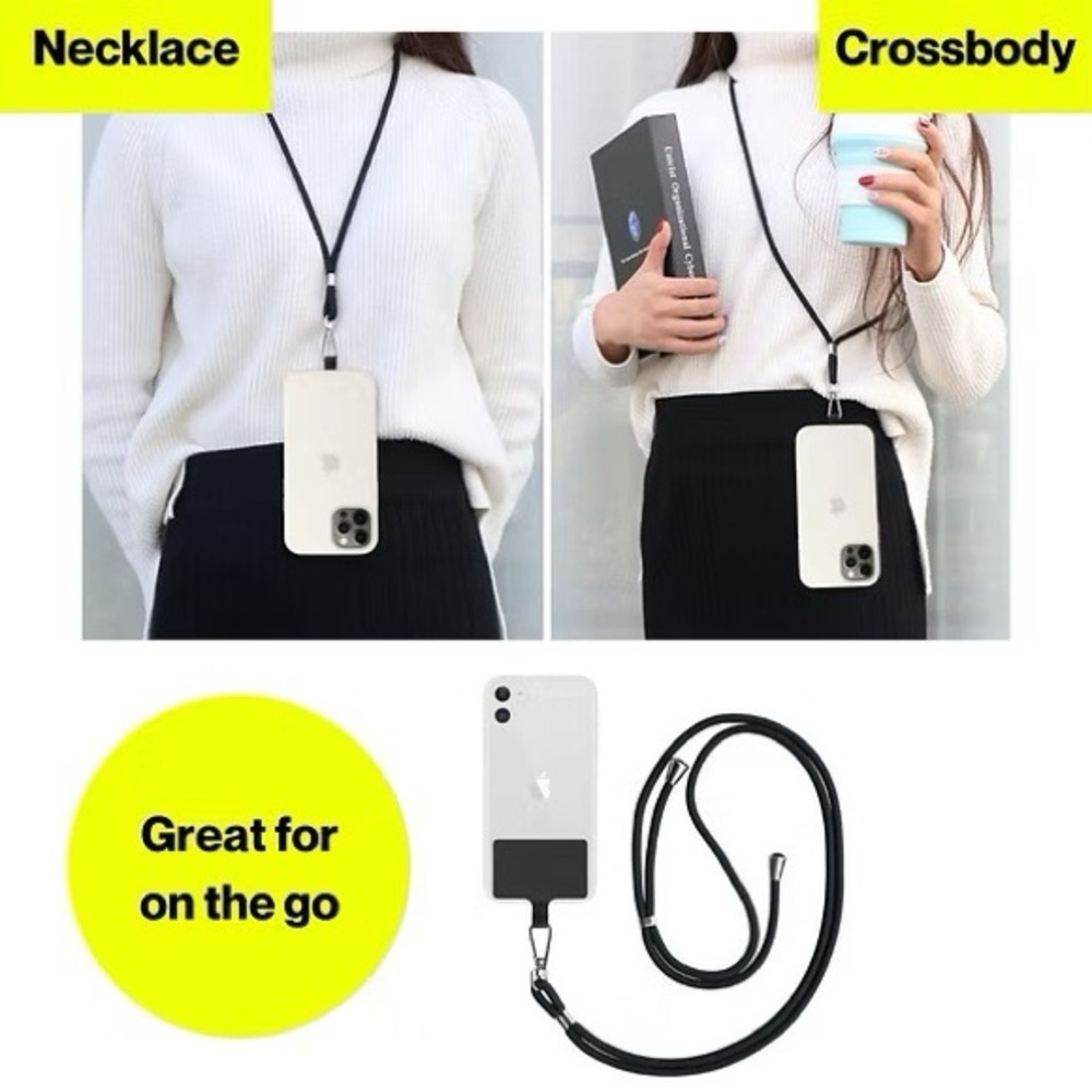 NWOT - 2 Necklace/Crossbody Phone Lanyards - Gray/Black
